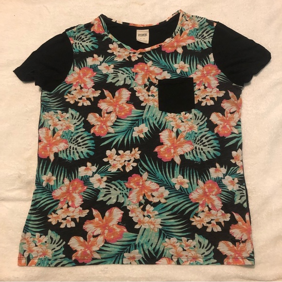 3/20$ Pink Victoria Secret - Flower Hawaiian Shirt w/pocket - Picture 1 of 5